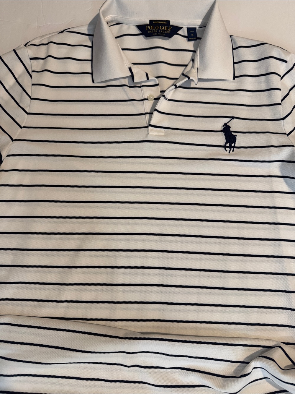 Ralph Lauren White Polo with Navy Stripes